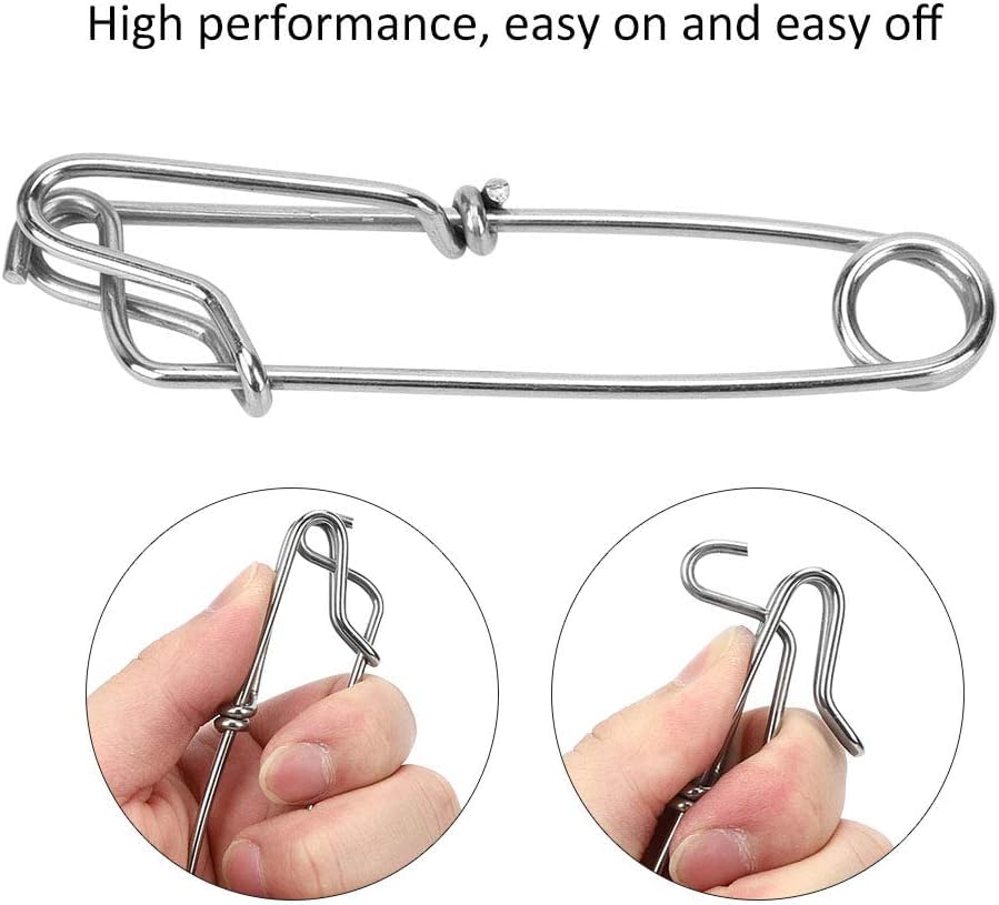 Dilwe Longline Snap Clip, 10Pcs 2.6X100mm Stainless Steel Long line Snap Clips Suitable for Long Line Fishing, Floats, Sharking, Tuna Fishing, Crabbing, Shrimping, etc