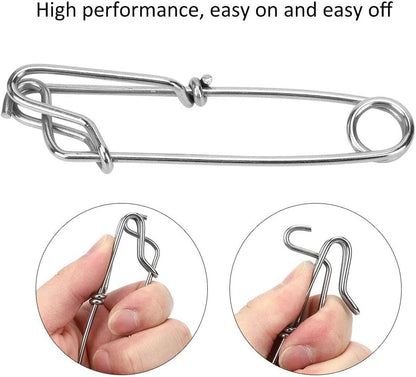 Dilwe Longline Snap Clip, 10Pcs 2.6X100mm Stainless Steel Long line Snap Clips Suitable for Long Line Fishing, Floats, Sharking, Tuna Fishing, Crabbing, Shrimping, etc