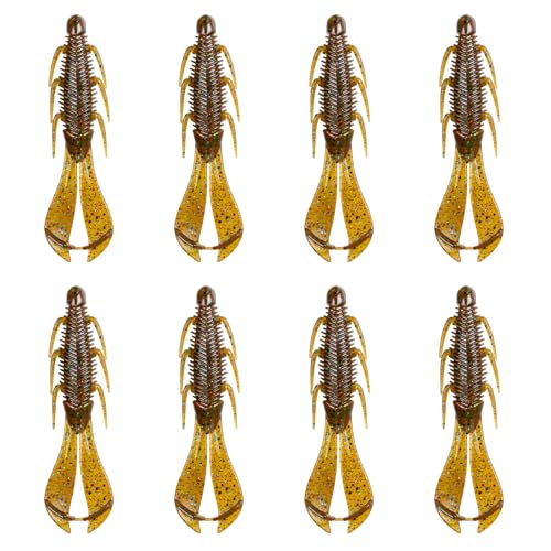 6th Sense – Bodega Craw 3.5 Soft Plastic Craw, Finesse Bass Fishing Lure for Flipping, Pitching, and Jig Trailers – Made in the USA - color: Green Pumpkin Juice