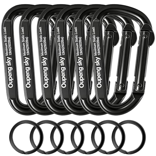 Carabiner Clip - Heavy Duty Carabiners 800lbs-13KN (2922 lbs) Carabeaner D Ring Shape,Key Chain Clip Hook,Keychain Clip,Multipurpose for Camping, Hiking,Backpacking or Other Outdoor Activities. - style: 6PCS 3 Inch(13KN/2922 lbs)