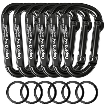 Carabiner Clip - Heavy Duty Carabiners 800lbs-13KN (2922 lbs) Carabeaner D Ring Shape,Key Chain Clip Hook,Keychain Clip,Multipurpose for Camping, Hiking,Backpacking or Other Outdoor Activities. - style: 6PCS 3 Inch(13KN/2922 lbs)