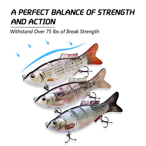 TRUSCEND Swimmax Easy Catch Fishing Lures with BKK Hooks, Wiggling, Vibrating, Rattling and Gurgling for More Bite, Heavy-Duty Dyneema Fiber Jointed Swimbaits for Bass, Trout, Walleye, Crappie, Pike - color: D4-6.8"-2.55oz