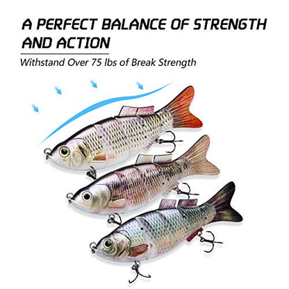 TRUSCEND Swimmax Easy Catch Fishing Lures with BKK Hooks, Wiggling, Vibrating, Rattling and Gurgling for More Bite, Heavy-Duty Dyneema Fiber Jointed Swimbaits for Bass, Trout, Walleye, Crappie, Pike - color: D4-6.8"-2.55oz