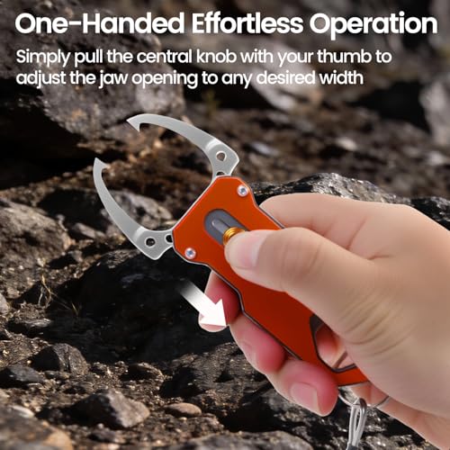 Pristis Pocket Fish Lip Gripper, Small Fly Fishing Mouth Grabber with Coiled Lanyard, Lightweight Aluminum Mini Grab Grip Tool Tackle, Hook Remover Holder Freshwater Saltwater, Catch & Release Kit