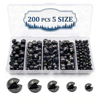 200/350 Pcs Premium Split Shot Fishing Weights Sinkers, Removable Leakproof Fly Fishing Split Shot for Freshwater & Saltwater， Bass Trout Circular Accessories - 5/6 Sizes - size: 200/5 Size Round
