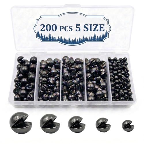 200/350 Pcs Premium Split Shot Fishing Weights Sinkers, Removable Leakproof Fly Fishing Split Shot for Freshwater & Saltwater， Bass Trout Circular Accessories - 5/6 Sizes - size: 200/5 Size Round