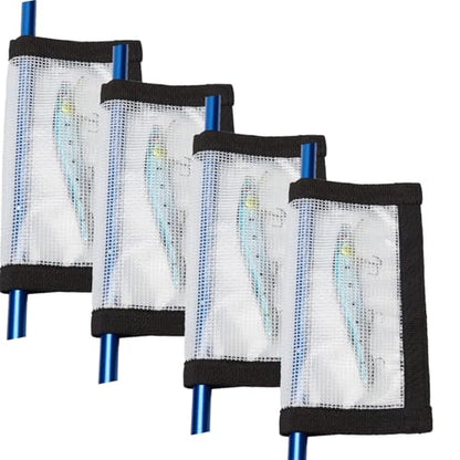 Fishing Lure Wraps 2-10 Pack Durable Clear PVC Lure Wrap for Fishing Rod Saltwater Hook Covers Fabric Lure Protector - color: 4 Pack Large 7.8″x 4.3″
