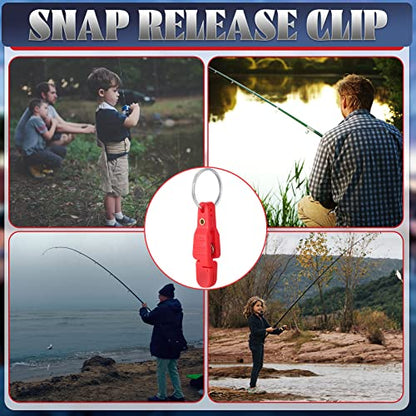 Honoson 20 Pieces Heavy Tension Snap Release Clips Padded Trolling Clips with Key Ring for Weight Planer Board Offshore Kites Downrigger Fishing - color: Red