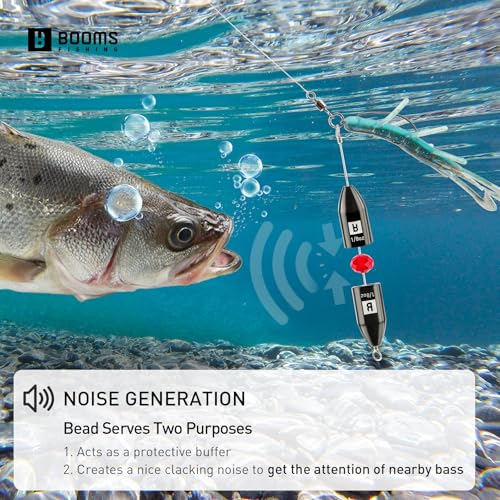 Booms Fishing TR1 Tokyo Rig, Pre Rigged Punch Shot Rig, Replaceable Hook Punchshot Kit, Bass Fishing Accessories Including Brass Bullet Weights, EWG Hooks, Barrel Swivel, Split Ring, Steel Wire, Bead - color: Black_1/2oz_4pack