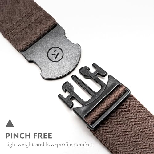 Arcade The Original Unisex Adventure Belt, Heavy Duty Elastic Webbing, Non-Metal Travel Friendly Buckle - color: Medium Brown, size: Standard (Up to 40"); 1.5" Wide