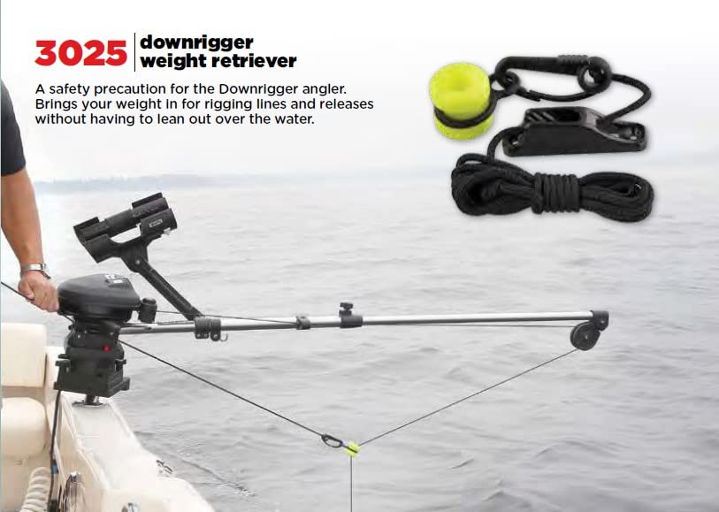 Scotty #3025 Downrigger Weight Retriever w/ Snap, Fairlead Cleat & 78-Inches of Cord , BLACK | No. 8 Fasteners Included