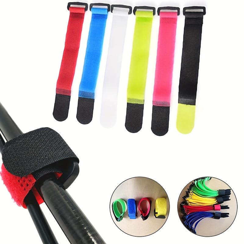 10 Pcs Anti-Slip Fishing Rod Straps, Reversible Hook and Loop Tie Bands, Non-Slip Bundling Belts for Fishing Rod Storage and Organization
