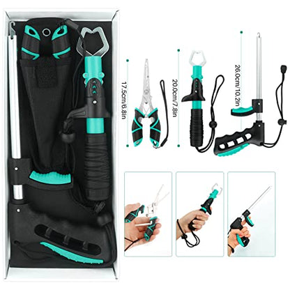mouhike Fishing Tool Kit Fishing Pliers, Fish Lip Gripper, Fishing Hook Remover, Handheld Digital Fishing Scale, Ice Fly Fish Pliers Fishing Gear Accessories Fishermen Gift (Battery Not Included) - color: Brightgreen+black, style: 3pcs_Tools