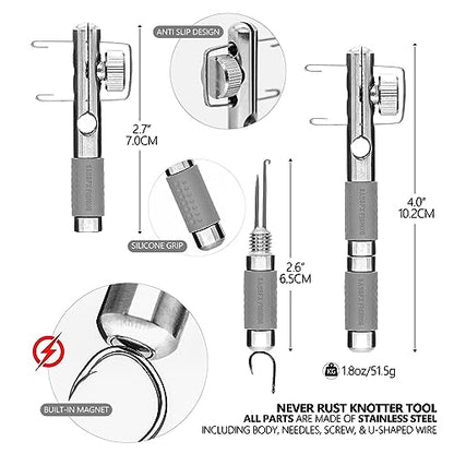 SAMSFX Fishing Stainless Steel Hook Tier, Knot Tying Tool, Loop Tyer, Hook Remover and Zinger Retractors Combo - color: Hook Tier with Gray Grip