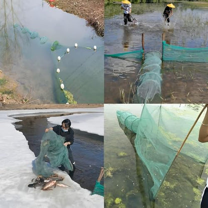Lawaia Shrimp Nets for Shrimping Fish Trap Portable Crawfish Trap Collapsible Minnow Fishing River Net Trawl Fishing Cage Accessories with Float and Chain Small Mesh 2M/3M/4M/5M/6M/8M/10M - size: 8x1x3