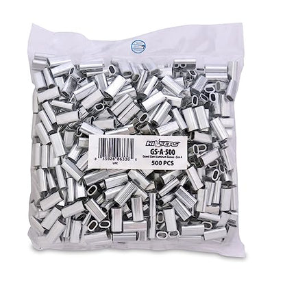 HI-SEAS Grand Slam Aluminum Fishing Line Crimp Sleeves - Bulk 500 Pieces, Durable and Strong Crimps for Monofilament 40lb Test up to 600lb Test for Saltwater Fishing Leaders - style: 500 Pc/3.3 Mm