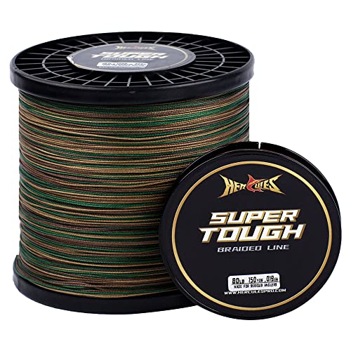 HERCULES Super Tough Braided Fishing Line 4 Strands / 8 Strands, 4lb - 160lb Braid Lines, 150/300/500/1000 Yards for Saltwater - color: Camouflage, size: 10LB (500 Yards) - 4 Strands