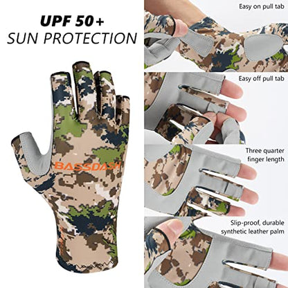 Bassdash ALTIMATE UPF 50+ Sun Protection Fingerless Fishing Gloves Men - color: ALTIMATE I - Highland, size: X-Large