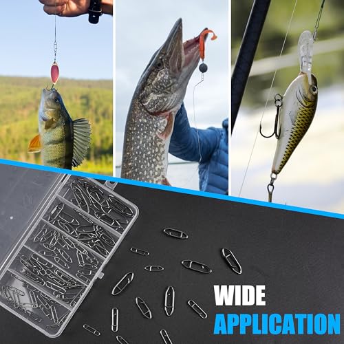 AGOOL Speed Clips for Fishing Lures Kit, Fishing Snaps Clips High Strength Quick Change Clips Stainless Steel Fishing Power Clips Swivels Fishing Tackle Connector Snaps - style: 90pcs Fishing Clips Kit