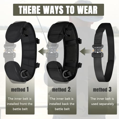 Fishing Wading Belt with Removable Strap Adjustable Waistband Molle System Outdoor Tactical Belts Soft Waist Cover Fly Fishing Gear for Kayaking Casting Surfing