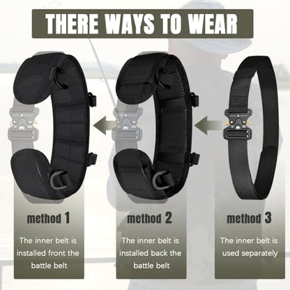 Fishing Wading Belt with Removable Strap Adjustable Waistband Molle System Outdoor Tactical Belts Soft Waist Cover Fly Fishing Gear for Kayaking Casting Surfing
