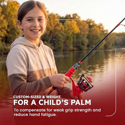 DaddyGoFish Spinning Fishing Rod and Reel Combo Set with Tackle Box | Kids Fishing Pole | Carbon Fiber Telescopic Fishing Rod Kit | Spinning Reel for Travel Saltwater Freshwater Fishing Gear Kit - color: Red
