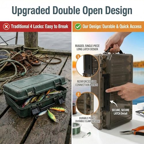 Fishing Tackle Boxes Lure Organizer: 2 Packs Hard Bait Storage Box - Double Sided Fishing Lure Case with 14 Compartments Container (White, L) - color: White