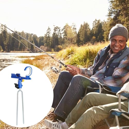 Fishing Rod Holder, Adjustable R-od Angle Support, 13.7x37cm, Rod Rack Spike, Ground Fishing Stand, Sturdy Rust Resistant Frame, for Shore, Beach, Dock, Kayak, Pontoon, and Surf F-ishing - color: Blue