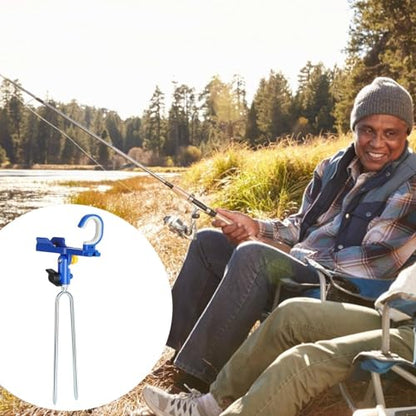 Fishing Rod Holder, Adjustable R-od Angle Support, 13.7x37cm, Rod Rack Spike, Ground Fishing Stand, Sturdy Rust Resistant Frame, for Shore, Beach, Dock, Kayak, Pontoon, and Surf F-ishing - color: Blue