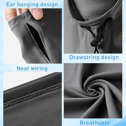 Balaclava Face Mask, UV Sun Protection Summer Cooling Breathable Hood Full Head Cover for Men Women Fishing Cycling Hiking - color: Elastic: Darkgray