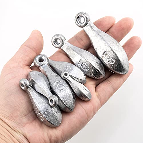 Dr.Fish Bank Sinkers Lead Fishing Weights, 1-32oz/2LB, Freshwater Catfishing Weights River Channel Surf Fishing Saltwater - size: 5oz-5 Pack