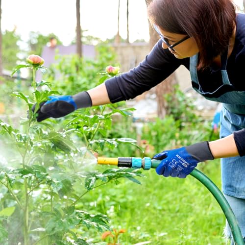 KEZERS Waterproof Work Gloves,12 Pairs Nitrile Coated Gloves for Men & Women,Non-slip Working Gloves for Garden Outdoor