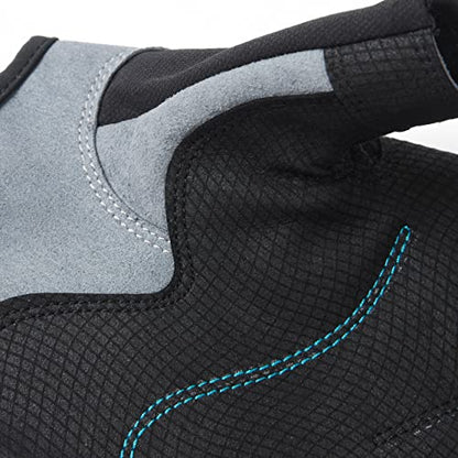 Gill Deckhand Sailing Gloves - Long Fingers with Exposed Finger and Thumb - 50+ UV Sun Protection & Water Repellent - color: Black/Bluejay, size: X-Small