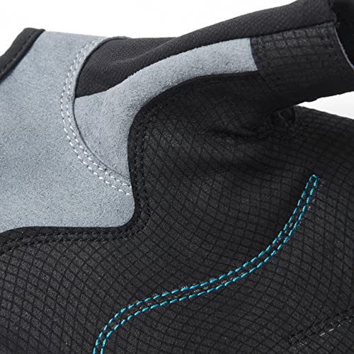Gill Deckhand Sailing Gloves - Long Fingers with Exposed Finger and Thumb - 50+ UV Sun Protection & Water Repellent - color: Black/Bluejay, size: Large