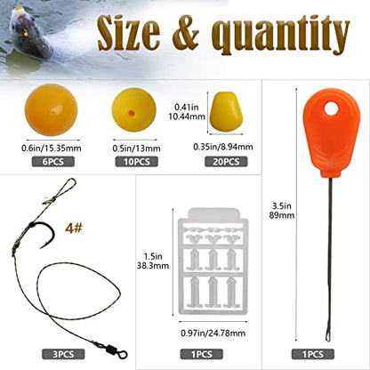 Dovesun Carp Fishing Hair Rigs Carp Fishing Equipment with Baits Hooks Accessories 41PCS/151PCS - color: Size#4-41PCS