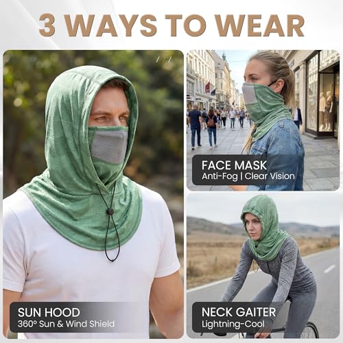 YANIKY Summer Cooling Balaclava with Breathable Holes, Sun UV Protection Face Mask for Running, Cycling, Fishing, Men & Women - color: White & Green Camo Set