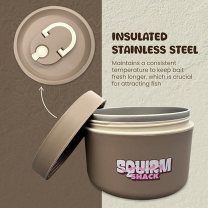 Insulated Live Bait Storage - Stainless Steel, Compact, Durable, Keeps Bait Fresh and Alive - size: Original