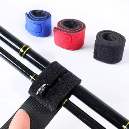 HUIOP 6pcs Fishing Rod Straps Fishing Pole Wrap Band Elastic Fishing Rod Holder Belts - color: Black, size: 6pcs