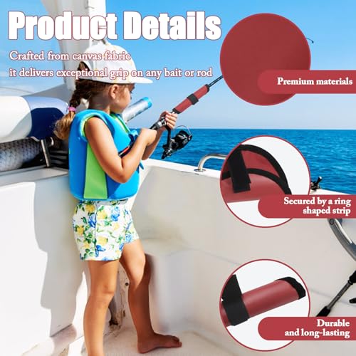 Huakaile 10 Packs Red Fishing Lure Covers Protector, 6.3'' Rod Lure Wrap Sleeves, Fishing Pole Hook Covers Shield Reel Gloves Hook & Loop Fastener for Bait (Red) - color: Red