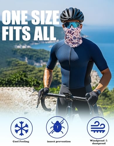 JHYWELL Cooling Neck Gaiter Face Mask, UV Protection Masks Gator, Windproof Bandana for Skiing, Fishing, Hiking, Cycling - color: Flag Design