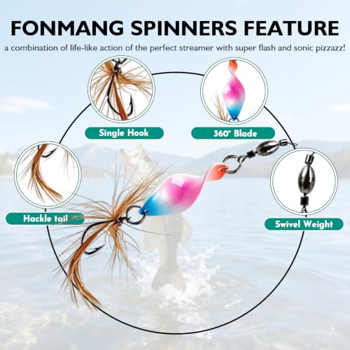FONMANG Fishing Lure Spinner baits for Freshwater and Saltwater,2026 New Bass Trout Fishing Lures Also for Crappie Salmon Walleye Pike - color: E-10Pcs Twisted spinner
