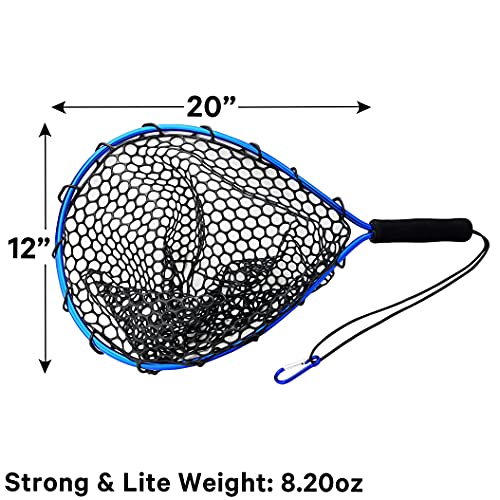 UFISH Trout Fishing Net for Freshwater and Saltwater Fishing, Fish Landing Net with Rubber Mesh for Fly Fishing, Kayak, Bass, Steelhead, Trout Fishing, Fish Net with Non-Slip Handle for Fishing