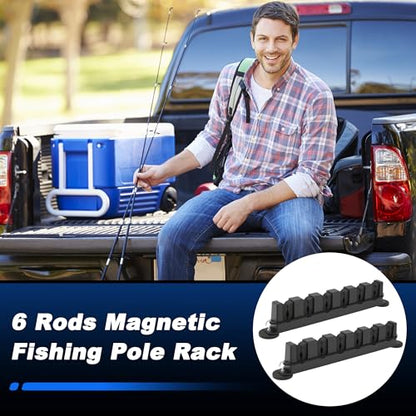 2X Magnetic Fishing Rod Holder, Magnetic Fishing Pole Storage Rack for Car Boat Truck Pickup Bed Wall Garage Door, W/ EVA Foam, Horizontally