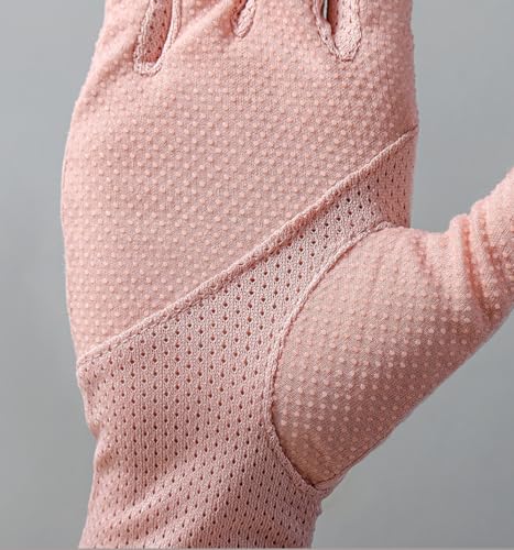 Eohak Women Driving Gloves Sun UV Protection Summer Outdoor Hiking UPF 50+ Glove Touchscreen Half-Finger Glove - color: Beige