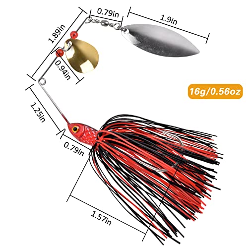 Fishing Lures Spinnerbait, Bass Fishing Lure Spinner Baits Kit Hard Metal Multicolor Buzzbait Spinnerbait Jigs for Bass Pike Trout Salmon - color: 12pcs Spinnerbaits