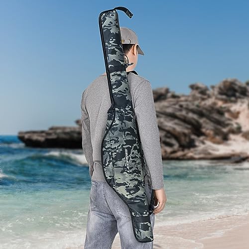 LEOFISHING Portable Folding Fishing Pole Bag 3.94ft/4.59ft/5.25ft Fishing Rod and Reel Protective Case Fishing Tackle Storage Bags Carry Organizer Outdoor for Fishing 3 Size - size: Big(160cm/5.25ft)