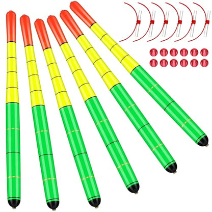 Arrowbash 6 Pcs Fishing Bobbers Floats Weighted Catfish Pole Floats High Visibility Wood Pole Fishing Float for Catfish Pike 7in, 12in - size: 12 Inch