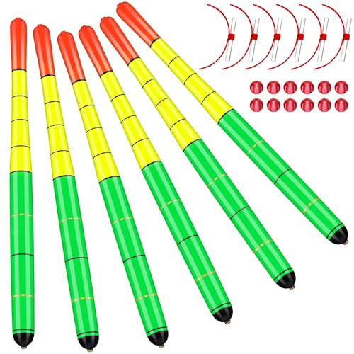 Arrowbash 6 Pcs Fishing Bobbers Floats Weighted Catfish Pole Floats High Visibility Wood Pole Fishing Float for Catfish Pike 7in, 12in - size: 12 Inch