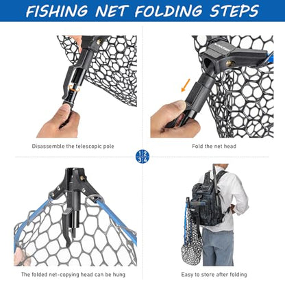 THKFISH Carbon Fiber Fishing Landing Net- 27 to 157.5 Inch Long Handle, Portable Collapsible Fishing Net for Salmon, Steelhead, Fly, Catfish, Bass, Trout Fishing, Trout Net, Dip Net Gifts for Men - size: 118” Telescopic Handle