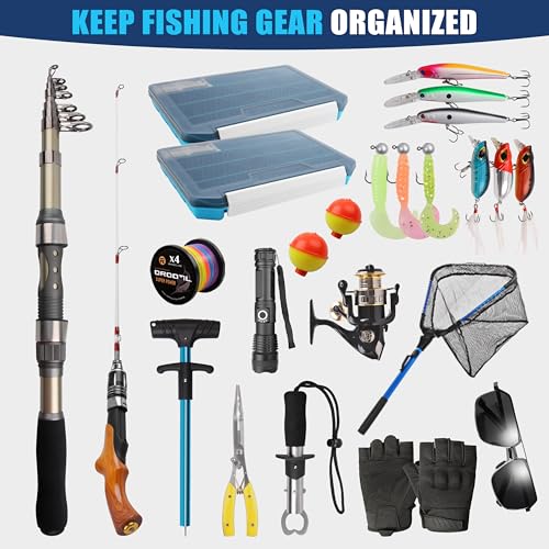 OROOTL Fishing Backpack Tackle Bag with Rod Holder Waterproof Fishing Sling Bag Storage Backpack Ideal Gifts for Men, Large - style: Large